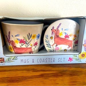 Harvest Green Studio Dachshund Dog Mug and Coast Set